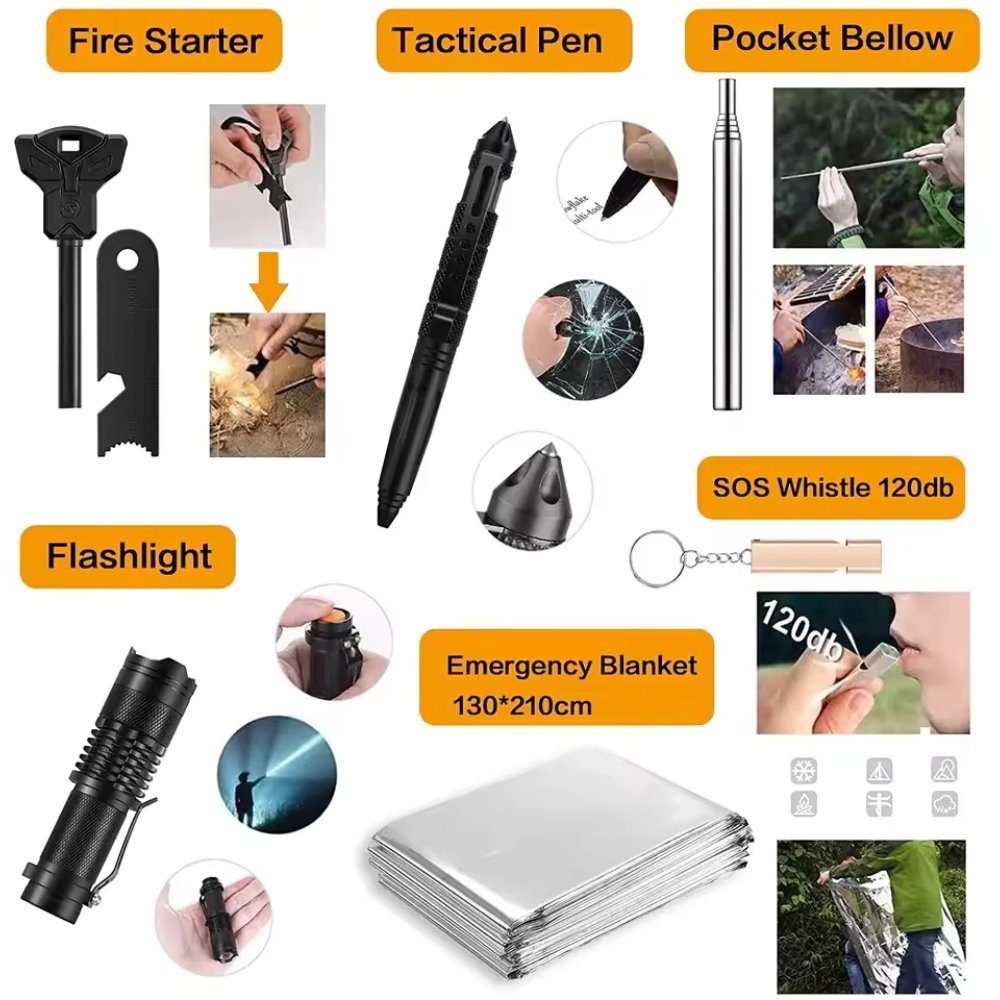 31-Piece Survival Gear Kit with Carry Bag